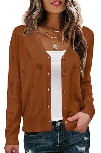 Image of Arach&Cloz Women's Soft Cropped Cardigan Casual Lightweight Shrug Sweater Tops
