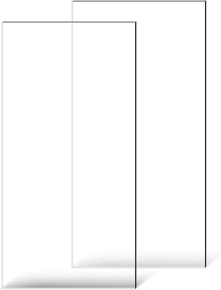 VEVOR Plexiglass Acrylic Sheets, 2-Pack Plastic Sheet, 24 x 48 Inch 1/8 Inch Thick Clear Plastic Cast Transparent Glass for Crafting Projects, Replacement Picture Frame Glass, DIY Display, Easy to Cut