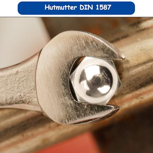 qingmeng 50 Stück Hutmuttern M6 Edelstahl, Hutmutter DIN 1587 Hohe Form Nach, Sechskant Hutmuttern A2 V2A Kappenmuttern für Schrauben Gewindestangen Gewindebolzen