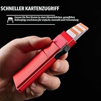 YESIIW Minimalistische Brieftasche-RFID-Schutz-Kartenhalter-Pop up Geldbörse-Schlankes Kartenetui mit Münzfach, Geldbörse Herren Klein Portmonee Slim Wallet for Men Rot – Ansicht 3