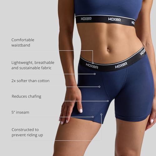 Image of Woxer Boxer Shorts for Women - 5 inch Baller Boy Shorts Underwear, Soft Modal, Chafe Free - Breathable & Moisture-Wicking