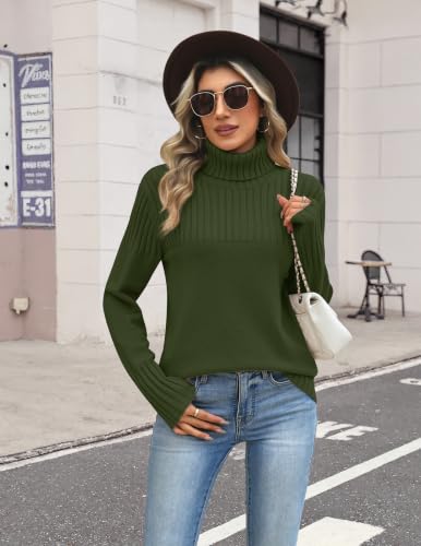 Zeagoo Green Turtleneck Sweater 2026 Fall Winter Knitted Outfits for Women - image 5