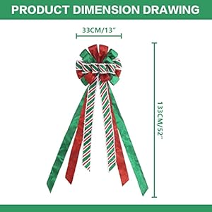 RoseCraft Christmas Tree Topper Bow 52 X 13 Inch Artificial Xmas Tree Topper Decorations for Home Wedding Birthday IndoorOutdoor Thanksgiving Christmas Party Decor Assorted