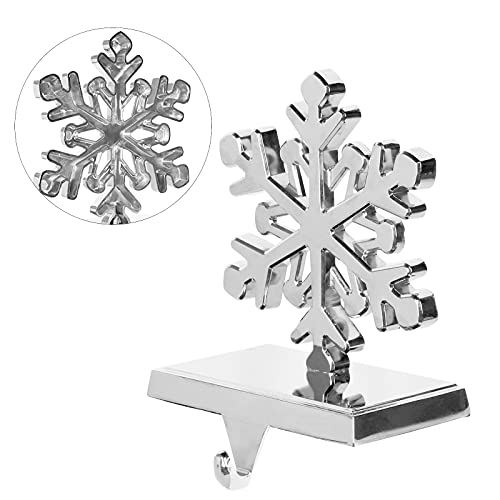 Waenerec Snowflake Christmas Stocking Holder Sturdy Christmas Metal Fireplace Mantel Stocking Hanger for Xmas Holiday New Year Party Home Decoration(Set of 2)