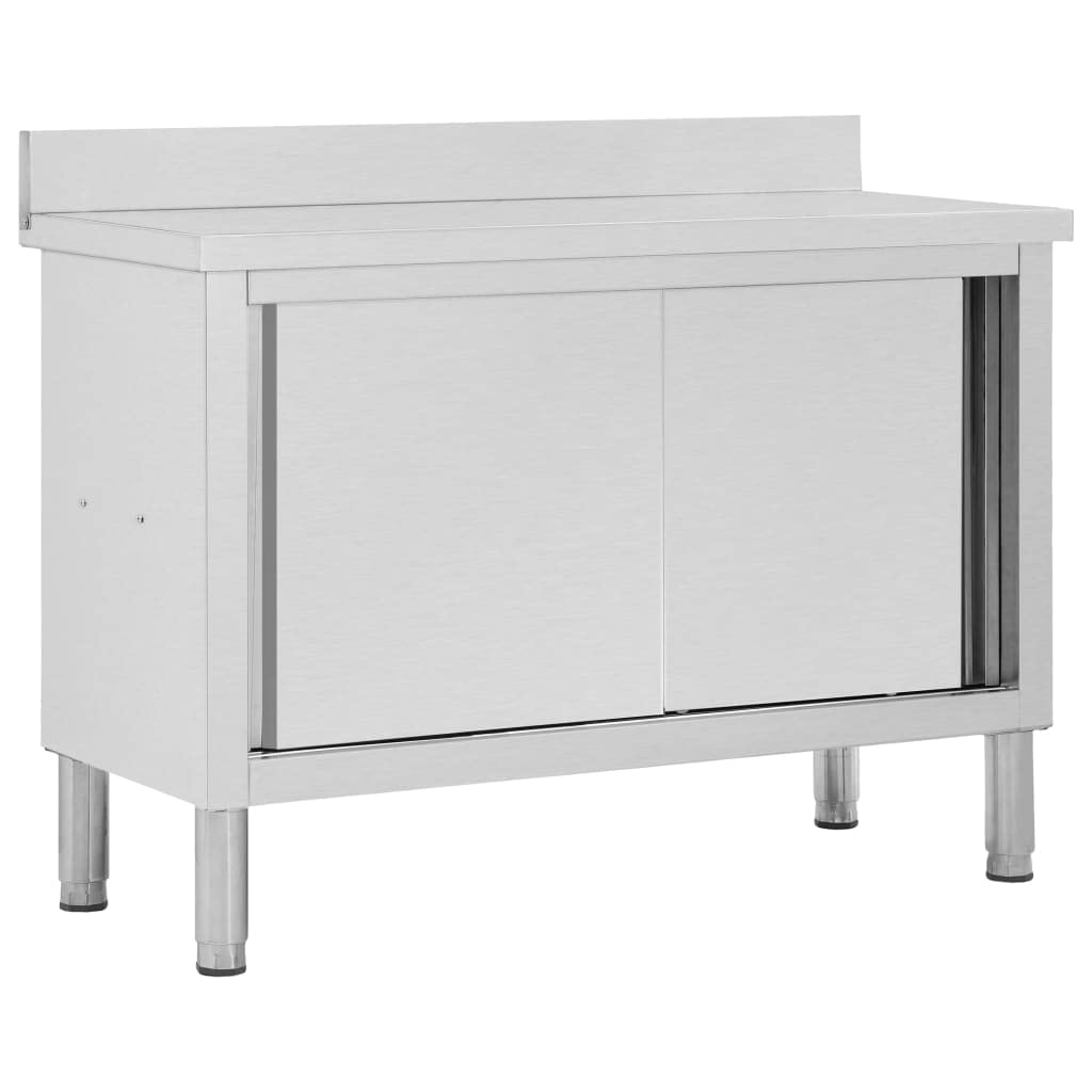 Refined Mesa de Trabajo Puertas correderas Acero INOX 120x50x(95-97) cm