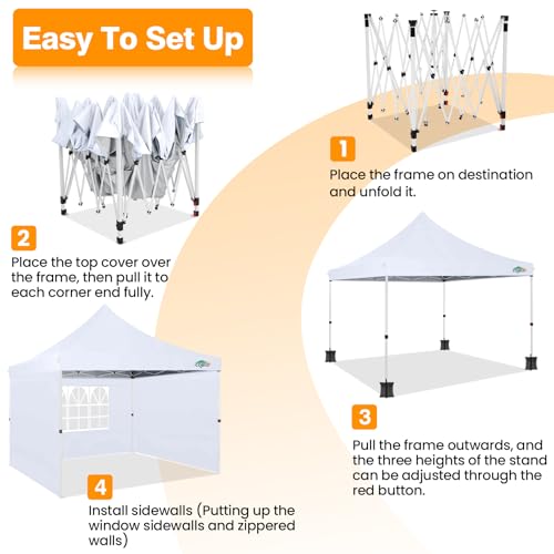 Image of COBIZI 10x20 Pop up Canopy Tent for Parties, Carry Bag,6 Walls,4 Sandbags