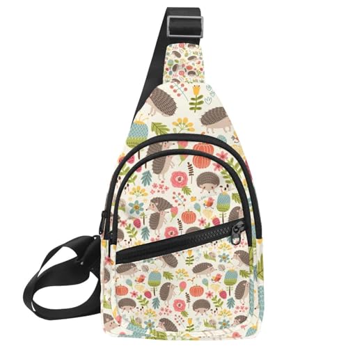 Sac à dos à bandoulière floral bleu : sac de poitrine femme imperméable pour voyage