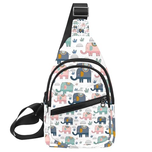 Bolso bandolera cruzado para mujer con estampado de elefante blanco, mochila de hombro ligera