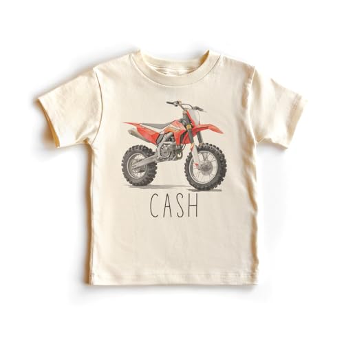 Personalized Red Dirt Bike Toddler Shirt - Custom Motorcycle Kids Name Tee - Boy Toddler Youth Kids Clothing