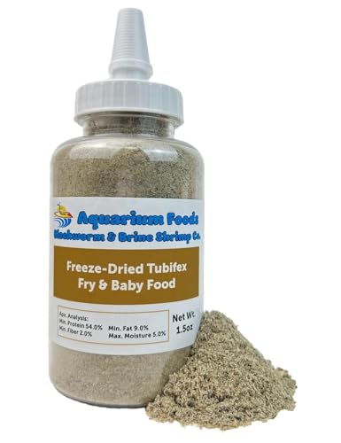 Aquatic Foods Inc. Tubifex Worm Powder Fry & Baby Food for Freshwater Fish, Marine Fish, Baby Pondfish, Corals, Anemones, All Tiny Nanofish, Fry and Babies…1.5oz Lg Squeeze Bottle