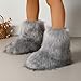 Dufnfn Women's Faux Fur Boots Size 7.5 - Mid-Calf Winter Snow Boots with Fluffy Lining, Y2K Fashion Warm Shoes for Women （grey）