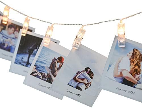 Alyattes LED Photo Clips String Lights, Battery Powered Fairy Twinkle Decorative Lights for Bedroom, Patio, Garden, Yard, Wedding Party, Home Photo Clips, Indoor Outdoor (20 LED Warm White)