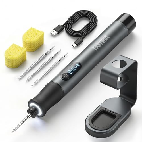 Image of Cordless Soldering Iron w/LED Light, Portable Soldering Iron Kit Rechargeable, 7S Fast Heating (392°F- 842°F), Auto Sleep, 3 Precision Soldering Tips (C210), Soldering Pen for Precision Repair