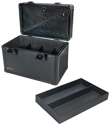 Vaultz Portable Safe Box - 12 L X 7.6 H X 8 W Inch Large Storage Box With Lock, Mesh Pocket & Adjustable Compartments For Cash, Documents And Valuables - Tactical Black #TOP2