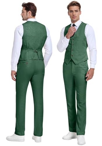 3 Piece Suit Tweed Herringbone Men's Suits Slim Fit Groom Tuxedos Set Prom Brown Grey Jacket Blazer Vest Pants Dark Gray L3