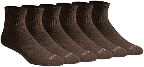 Dickies Men's Dri-tech Moisture Control Quarter Socks Multipack, Essential Worker Brown (6 Pairs), Shoe Size: 12-15