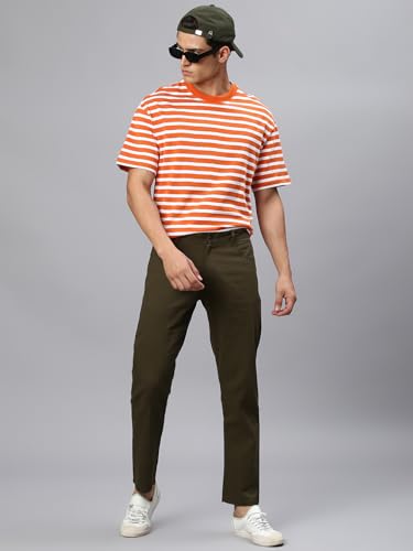 Image of Hubberholme Men's Tapered Fit Cotton Trousers, Ankle Length Button Closure Chinos