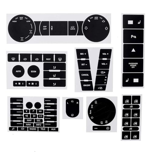 Rénovez vos boutons usés de VW Touareg 2004-2009 avec ce kit d'autocollants mats