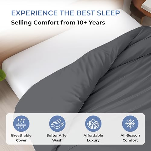 Kotton Culture 3 Pc Queen Size Duvet Cover Set -100% Egyptian Cotton Sateen 600 Thread Count Ultra Soft Premium Durable Comforter Cover Zipper Closure &; Corner Ties (Dark Grey, Queen/Full 90" X 90") by Kotton Culture - Image 5
