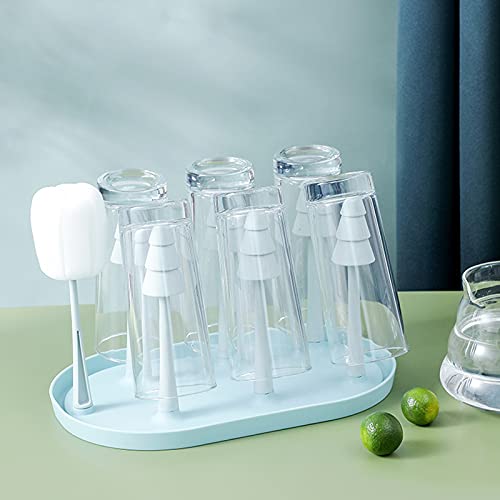 VALINK Cup Drying Rack With Drain Tray - Upside Down Teacup & Wine Glass Holder For Kitchen