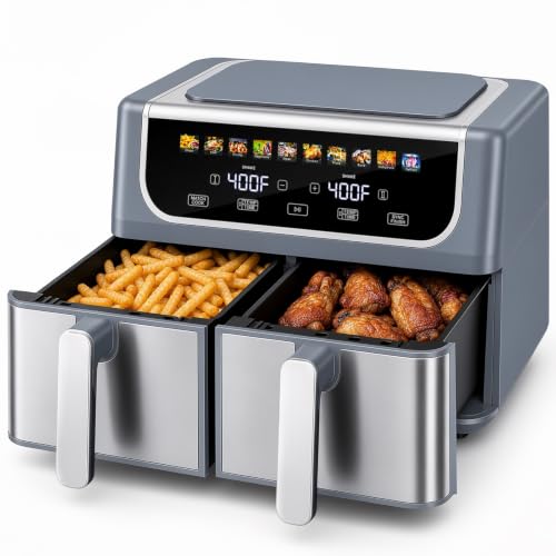 Image of OLIXIS Dual Air Fryers with 2 Baskets 9.5 Quarts Large Airfryer 10-in-1