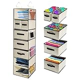 Tidy Zebra Best Hanging Shelf Closet Organizer - Portable 7 Shelves Storage Hanger w. Drawers for...