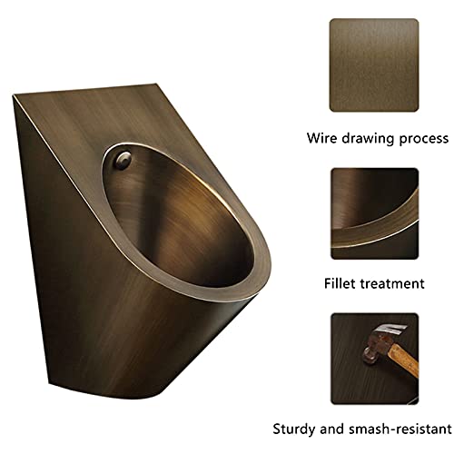 OTQEFTN Induction Flushing Urinal, Household Stainless Steel Men's Urinals, Wall Mounted Vertical Urinal Bronze Color, for Families Hotels Schools Public Restrooms