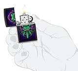 Zippo Zapalniczka Sztormowa, z Motywem Konopi i Goryla, Czarne Matowe Wykończenie, Efekt Czarnego Światła, z Możliwością Napełniania, Wielokrotnego Użytku, Made in USA