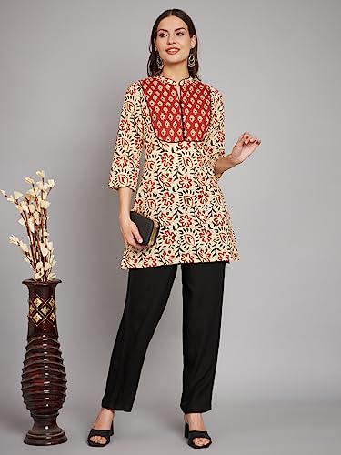Image of Rapsodia Women's Cotton Regular Kurta (R70149-Red-P Red)