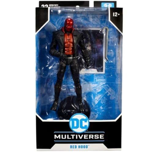 McFarlane Toys, DC Multiverse - Figura de acción de Capucha roja de 7 Pulgadas, Figura Coleccionable de DC Barman Three Joker con Base de Soporte y Tarjeta de Personaje Coleccionable única, a Partir