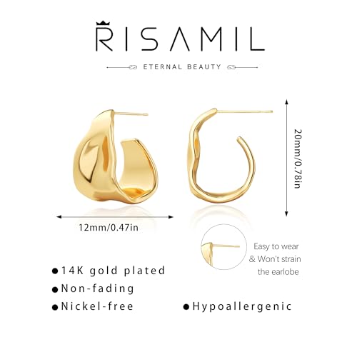 Chunky Gold Hoops Earrings for Women Trendy 14K Gold Plated Earrings Cute Huggie Hoops Hypoallergenic Earrings Jewelry Set Birthday Mom Gifts for Women…4