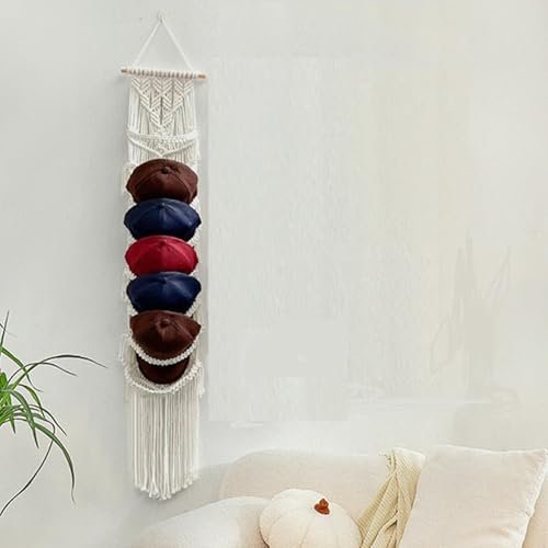 Porte-chapeau pour mur artisanal en macramé durable - 4