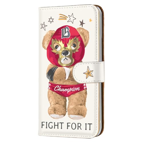 Xperia 1 VII 用 SO-51F SOG15 XQ-FS44 対応 エクスペリア1VIIのケース スマホケース 手帳型 フレキシブル 覆面テディ レスラー テディベア ホワイト 耐衝撃性 携帯カバー ストラップホール 239a01m