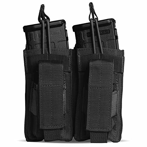 Tacticon K2 BattlePouch | 2 Rifle + 2 Pistol Mag Pouch | Combat Veteran Owned Company | Molle Double Rifle Pistol Magazine Holster Ammo | Tactical Bag Accessories Holder (2 Rifle + 2 Pistol [Black])