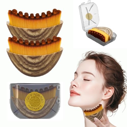 Lot de 2 Brosse Contour du Visage, Brosse à Sec pour le Visage, Face Brush pour Texture Raffermissante, Sculpture du Menton et de la Mâchoire