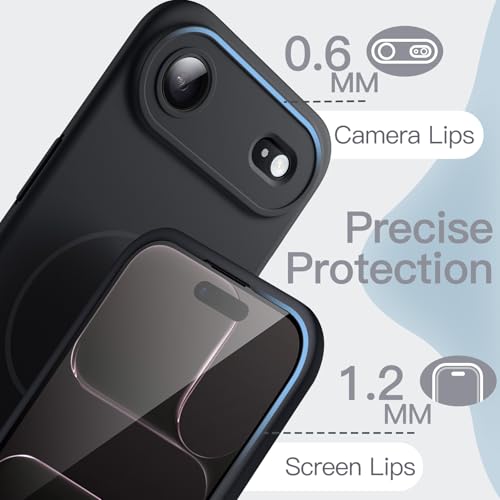 Image of JETech Magnetic Silicone Case for iPhone Air, Black | Compatible with MagSafe, Silky Soft Touch, Full Camera Lens Protection, Shock Absorbing Phone Cover