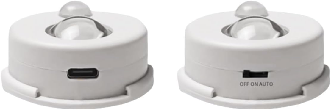 Cat's Eye Small Round Motion Sensor Light Build in Rechargeable Battery Magnetic LED Ceiling Light for Cupboard,Storage Rack,Entrance Hall,Wine Cabinet. (2 Packs)