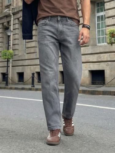 Image of Urbano Fashion Men's Relaxed Fit Washed Denim Jeans Non-Stretchable