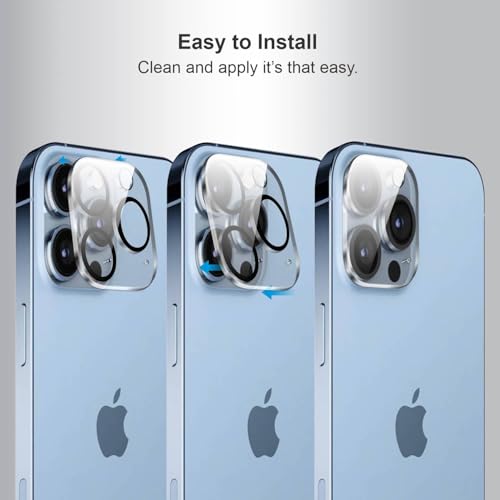 Image of SupCares Premium Camera Lens Protector Tempered Glass Compatible For iPhone 13 Pro and iPhone 13 Pro Max With Installation Kit | Edge to Edge Coverage | Transparent | Pack of 2