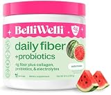 Belli Welli Fiber Supplement for Women & Men – Premium Daily Fiber Powder from Organic Acacia with Added Collagen, Electrolytes & Probiotics – No Bloat, Constipation & Gut Health Support (Watermelon)