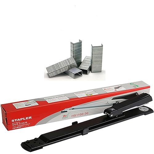 Premium Quality Long Arm Stapler with Free 3000 Staples - Heavy Duty Full Strip Stapler 300mm Reach Capacity Up to 25 Sheets for Home Office Desk School & Crafting