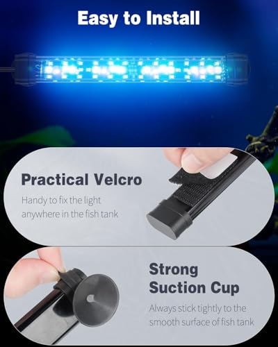 Image of Pawfly 5 W Aquarium LED Light 8 Inch 24 /7 Fish Tank Light with Full Spectrum Brilliant White Blue Red Green Lights Multi-Colored LEDs with D /N Mode Single Color Effects Timer and Adjustable Brightness