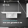 Erica - Etendoir a Linge Plafond 140x50cm, 11,2m de Surface de Séchage, Mini Seche Linge à Pliage Vertical 2,5m, Métal avec Revêtement Plastique sans PVC, Séchoir Suspendu Blanc