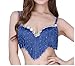 Women's Sequin Fringe Push Up Bra Top Sparkly Tassel Crop Top Belly Dance Performance Costume