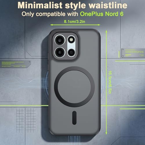 Image of ZORBES Oneplus Nord 6 Back Cover with Magnetic Design, Translucent Matte Retro Anti-Slip TPU & PC, Shockproof & Dustproof Phone Case for OnePlus Nord 6 5G /CE6 5G /Turbo 6 /Turbo 6V, 16.2 x 7.7 x 0.8 CM