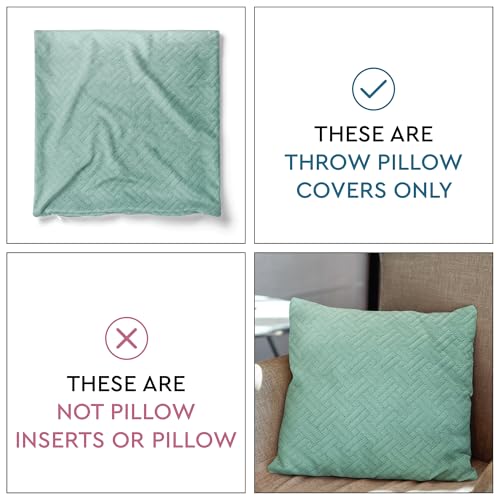 Image of Encasa XO Velvet Cushion Covers, No Inserts, Set of 2, Teal | 18 inchx18 inch | Both Side Fabric | Hidden Zipper Closure | Solid Color | Fade & Shrink Resistant | Machine Washable