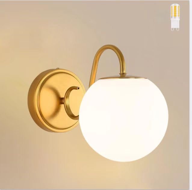 Image of Vintage Brushed Gold Bathroom Wall Sconces, Include G9 Bull
