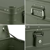 Alubox Alukiste abschließbar E31G OLIVGRÜN - Premium Lagerbox 31 Liter - Materialstärke 1mm - Deckel mit Aluminium Druckguss Stapelecken und Gummidichtung - inklusive Schlösser - lackiert