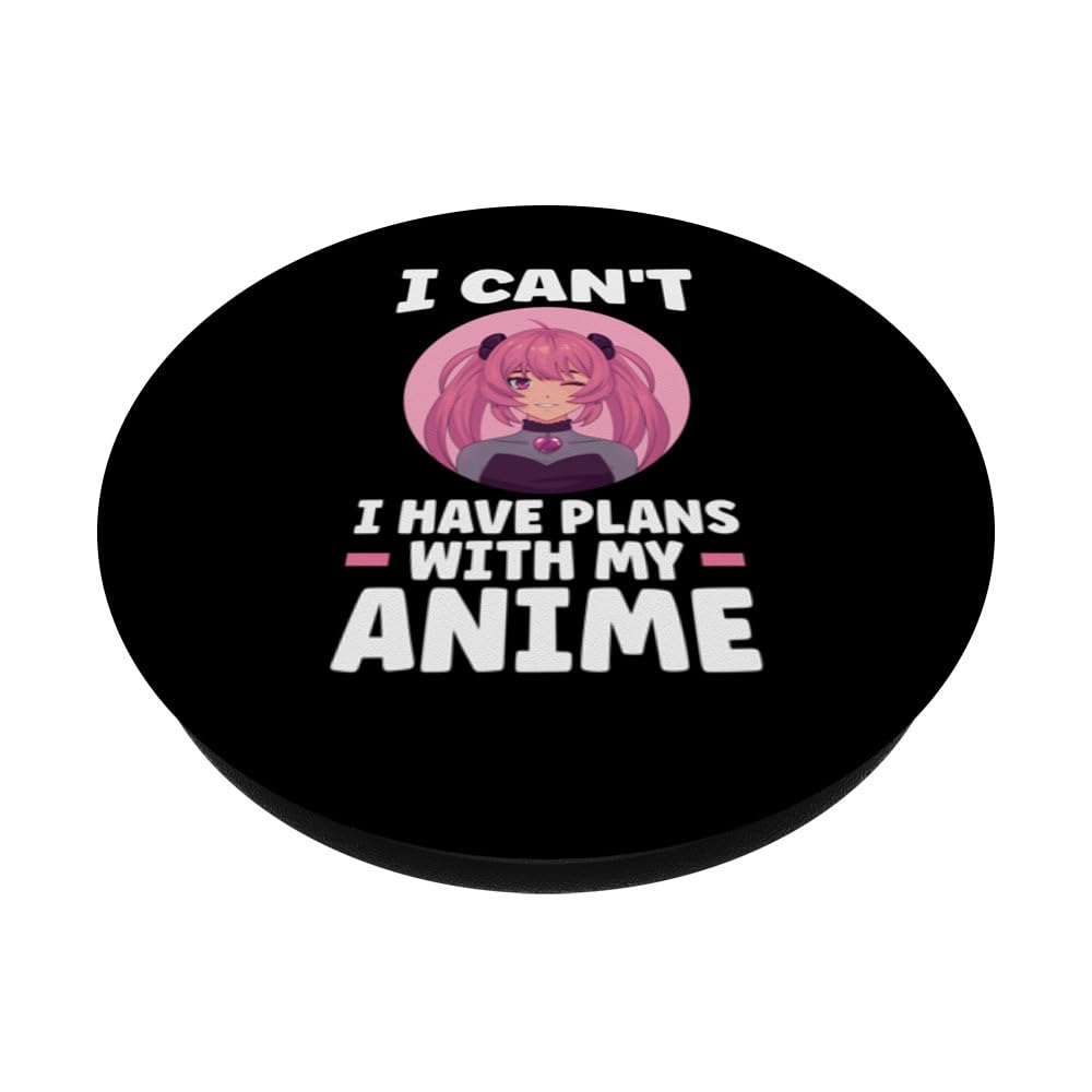 i ca't i have plans with my anime South Korea PopSockets Swappable PopGrip, Black - Image 2