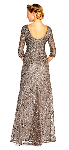 Adrianna Papell Women's 3/4 Sleeve Scoop Back Beaded Gown2
